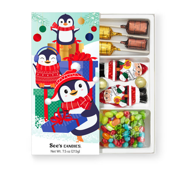 Playful Penguins Box / Holiday Penguin Assorted Chocolates and Candies Box