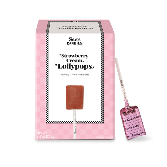 Strawberry Cream Lollypops - Strawberry Cream Flavored Pops